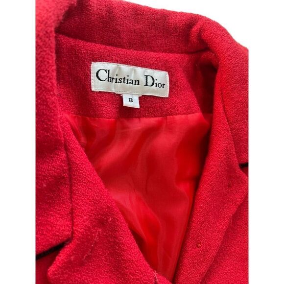 CHRISTIAN DIOR VINTAGE WOOL RED AND BLACK BLAZER SIZE 8 - Picture 8 of 8
